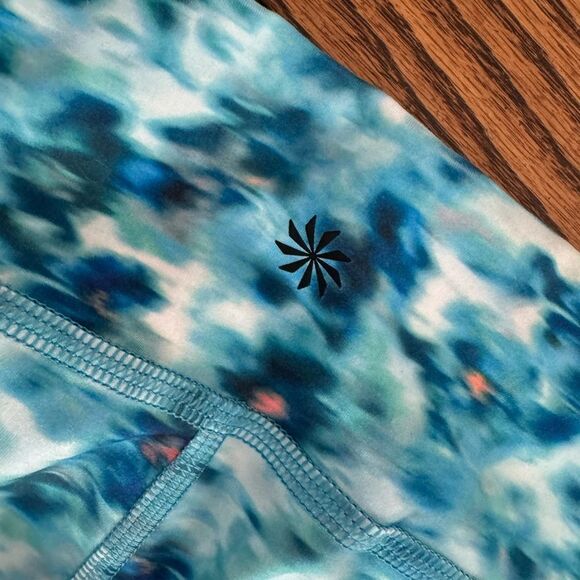 NWT New ATHLETE Girls High Rise Chit Chat Legging Tight Aqua Floral M or XXL - Picture 7 of 9